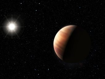 Künstlerische Darstellung des Jupiter-Zwillings um HIP 11915, der HD 32518b ähnlich sein könnte Künstlerische Darstellung des Jupiter-Zwillings um HIP 11915, der HD 32518b ähnlich sein könnte