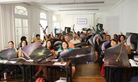 Die Aktivitäten des Hauses der Astronomie reichen weit über die Landesgrenzen hinaus, hier: Fortbildung für chilenische Lehrer in Santiago de Chile im Januar 2013. Die Fortbildung wurde von den zwei HdA-Mitarbeitern PD Dr. Olaf Fischer und Dr. Cecilia Scorza in Kooperation mit dem Heidelberg Center Lateinamerika der Universität Heidelberg fortgeführt. Bild: Taller/Santiago