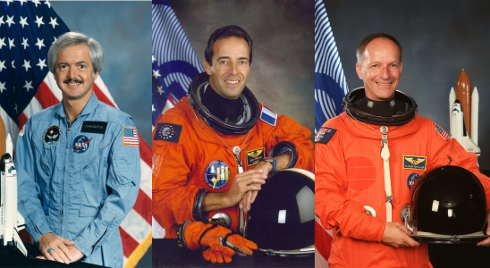 John-David Bartoe, Jean-François Clervoy und Claude Nicollier John-David Bartoe, Jean-François Clervoy und Claude Nicollier