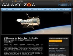 Momentaufnahme des Webportals Galaxy Zoo. Momentaufnahme des Webportals Galaxy Zoo.