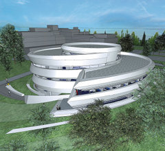 Entwurf für das galaxienförmige Haus der Astronomie.
