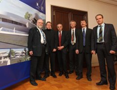 Von links: Dr. h.c. Klaus Tschira, Manfred Bernhardt, Prof. Dr. Dr. h.c. Herbert Jäckle, Prof. Dr. Kurt Roth, Prof. Dr. Thomas Henning, Dr. Eckart Würzner.