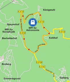 Einbahnstraßenregelung auf dem Königstuhl zum astronomischen Tag der Offenen Tür am 21. Juni 2015
