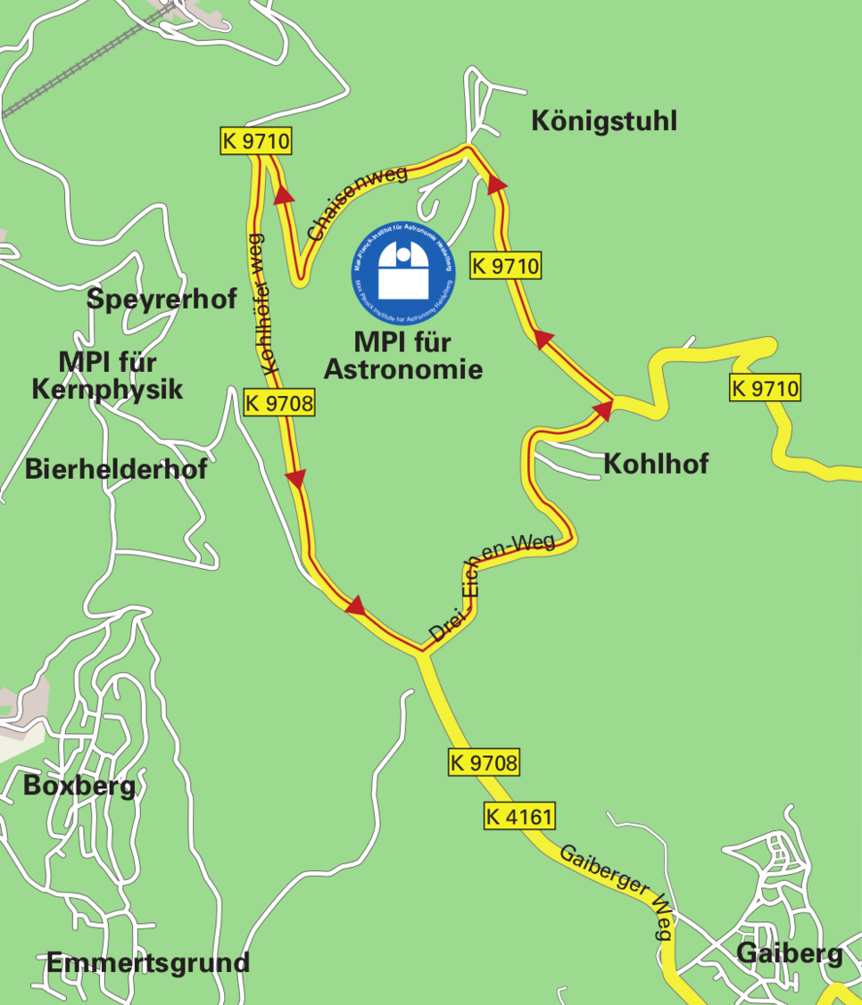 Einbahnstraßenregelung auf dem Königstuhl zum astronomischen Tag der Offenen Tür am 21. Juni 2015