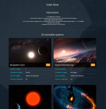 Screenshot der Abstimmungs-Webseite Screenshot der Abstimmungs-Webseite