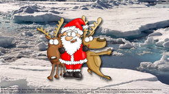 Das Eis am Nordpol schmilzt dahin. © Weihnachtsmann: Anika Hägner (nIkA), Nutzung mit freundlicher Genehmigung nur für diesen Zweck, http://www.kunstnet.de/werk/150458-weihnachtsmann © Foto Eisschollen: Jerzy Strzelecki, http://commons.wikimedia.org/wiki/File:Floe_ice_(js).jpg, http://creativecommons.org/licenses/by-sa/3.0/legalcode