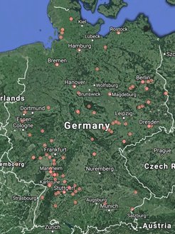 Karte der Herkunftsorte der Teilnehmer