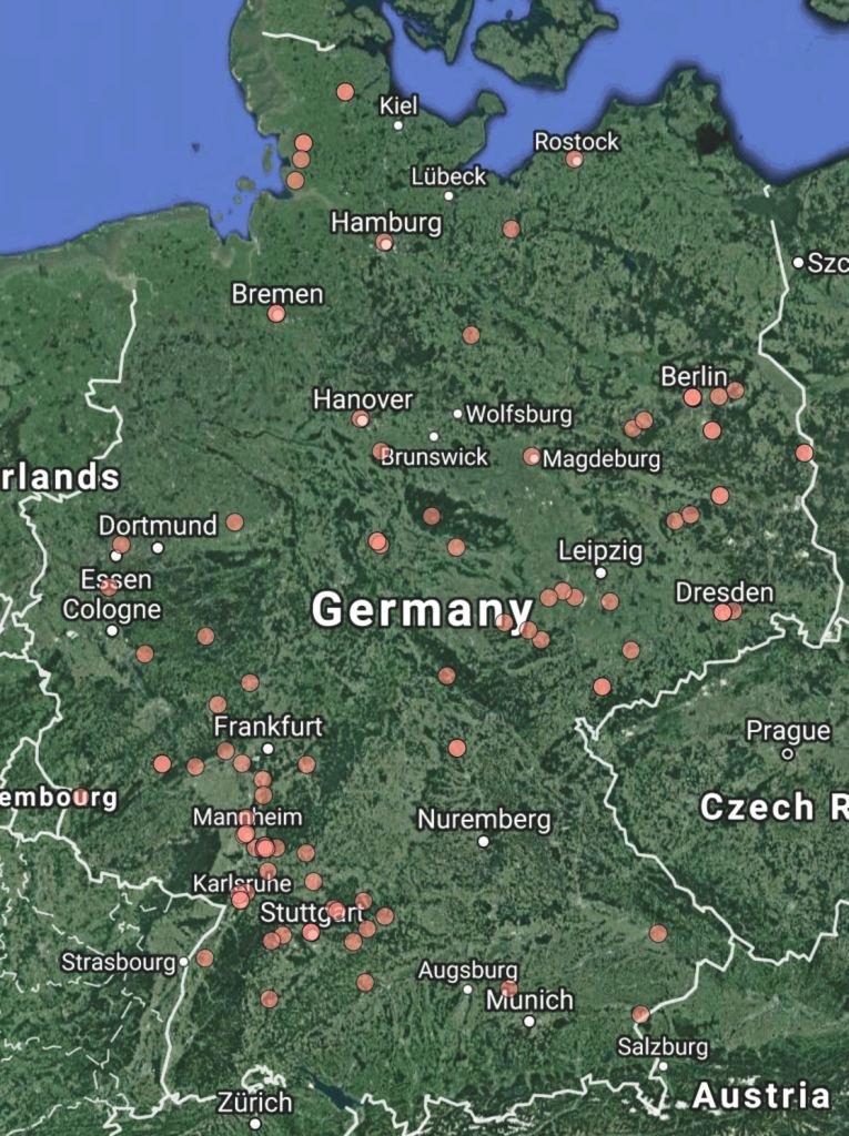 Karte der Herkunftsorte der Teilnehmer