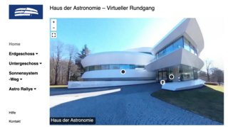 Beginn des virtuellen Rundgangs durch das Haus der Astronomie Beginn der virtuellen Tour