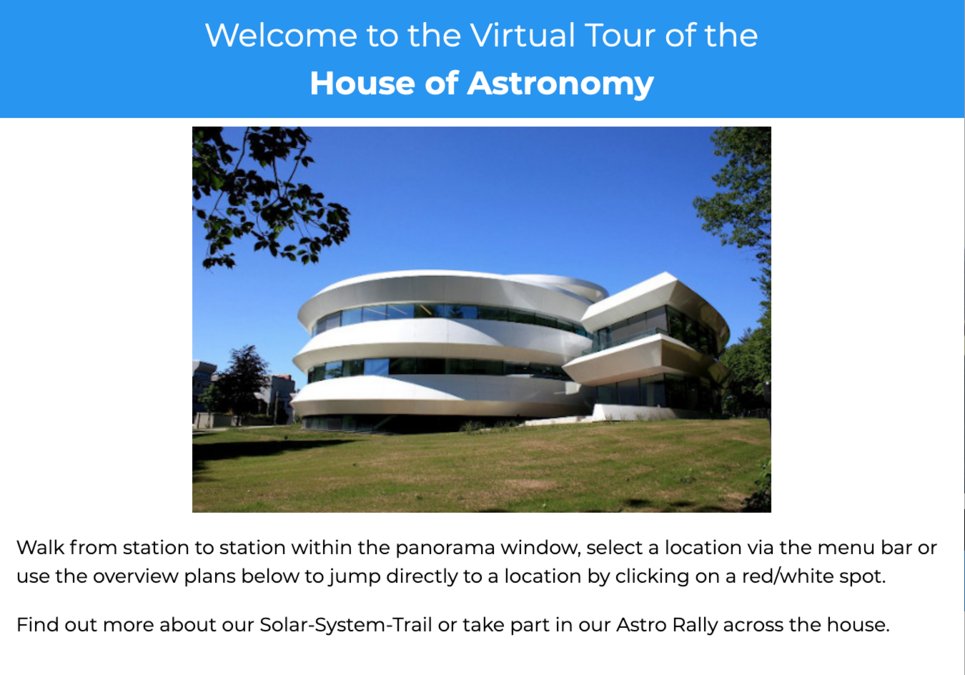 Start of the virtual tour through the House of Astronomy