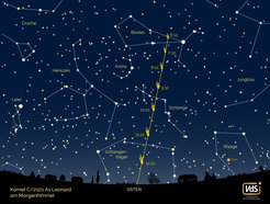 Finding chart for comet Leonard in the morning sky