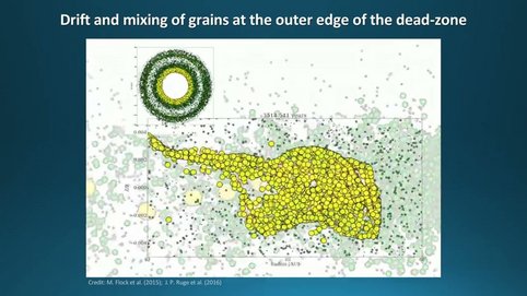 This collection shows the major stages of planet formation, from small-scale dust growth and destruction by various particle collisions, <br />to large scale simulations of dust and gas which show areas of dust concentration in the protoplanetary disk for particles of a few millimeters. In these areas, the dust can continue to grow and collapse into km-sized planetesimals which is shown in the second simulation. The final zoom shows the system PDC 70c which shows for the first time a young planet in a gas and dust disk. <br /><em>Video: T. Henning, M. Flock, T. Müller<br />Music: K. Jäger</em>
