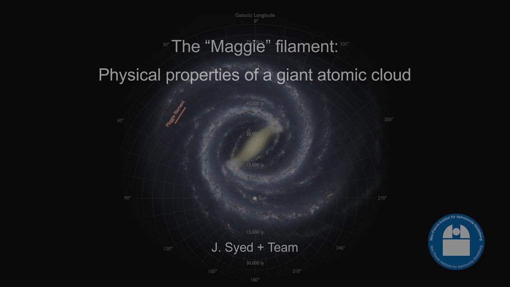 Distribution of atomic hydrogen, with the measured velocities represented by different colours.<br /><em>Video: T. Müller, J. Syed</em>