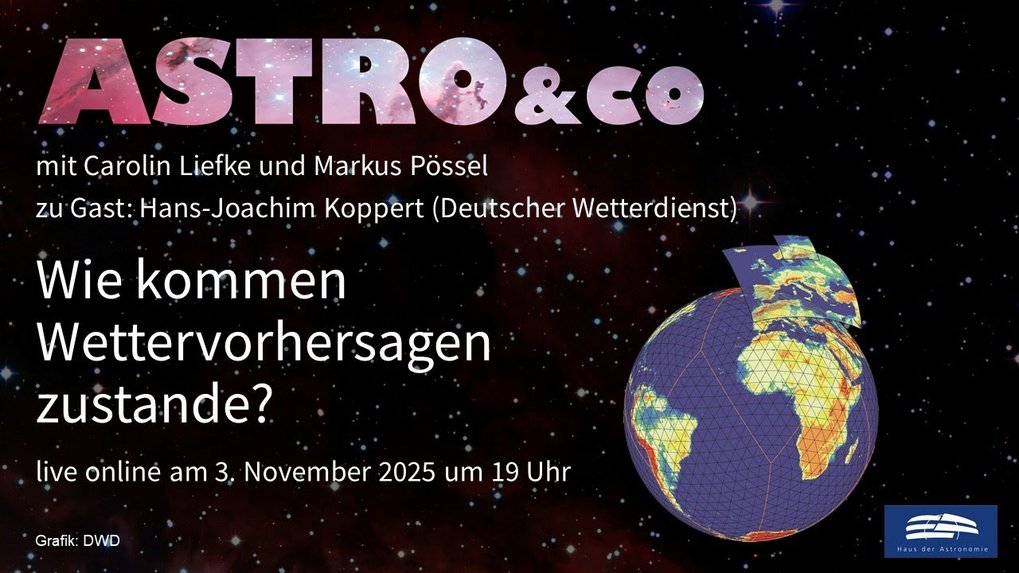 Messwerte, numerische Modelle und künstliche Intelligenz: Was steckt eigentlich alles hinter einer Wettervorhersage - und worauf muss man achten, wenn man abschätzen will, ob der Blick an den Sternhimmel sich heute Abend - oder morgen oder in einer Woche - lohnt? Hajo Koppert vom Deutschen Wetterdienst erläutert die Grundlagen von Wettervorhersagen
