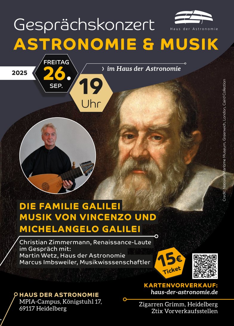 Poster des Gesprächskonzerts "Die Familie Galilei" am 26. September 2025