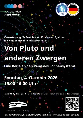 Poster der Veranstaltung "Von Pluto und anderen Zwergen" am 4. Oktober 2026